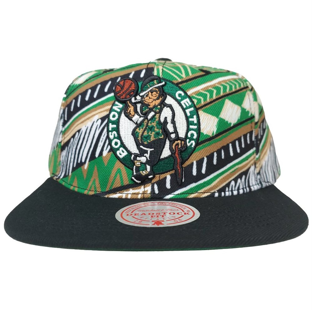 Boston Celtics Mitchell & Ness Snapback Hat 3D Logo Gameday Green Black Cap NWT